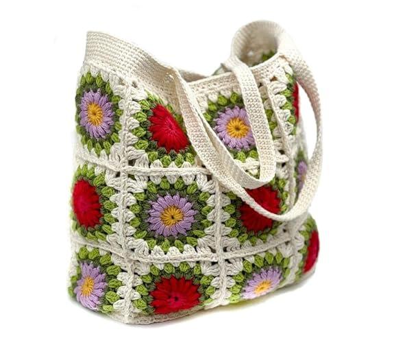 I.F.H DECORATION Handmade Crochet Handbag For Women And Girls | Handcrafted Handbags For Daily, Relaxed Fit Bag Office And Causal Use,Multi - Image 1