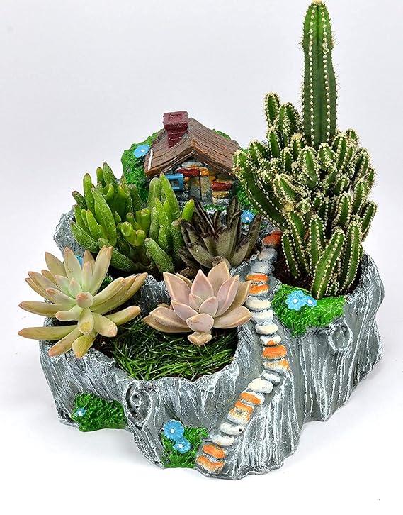 The Decorshed Fairy Garden Design Resin Planter for Garden Decor Unique Fairy Garden Planter Succulent Planter Decor Planter for Gifts Fairy Garden - Image 1