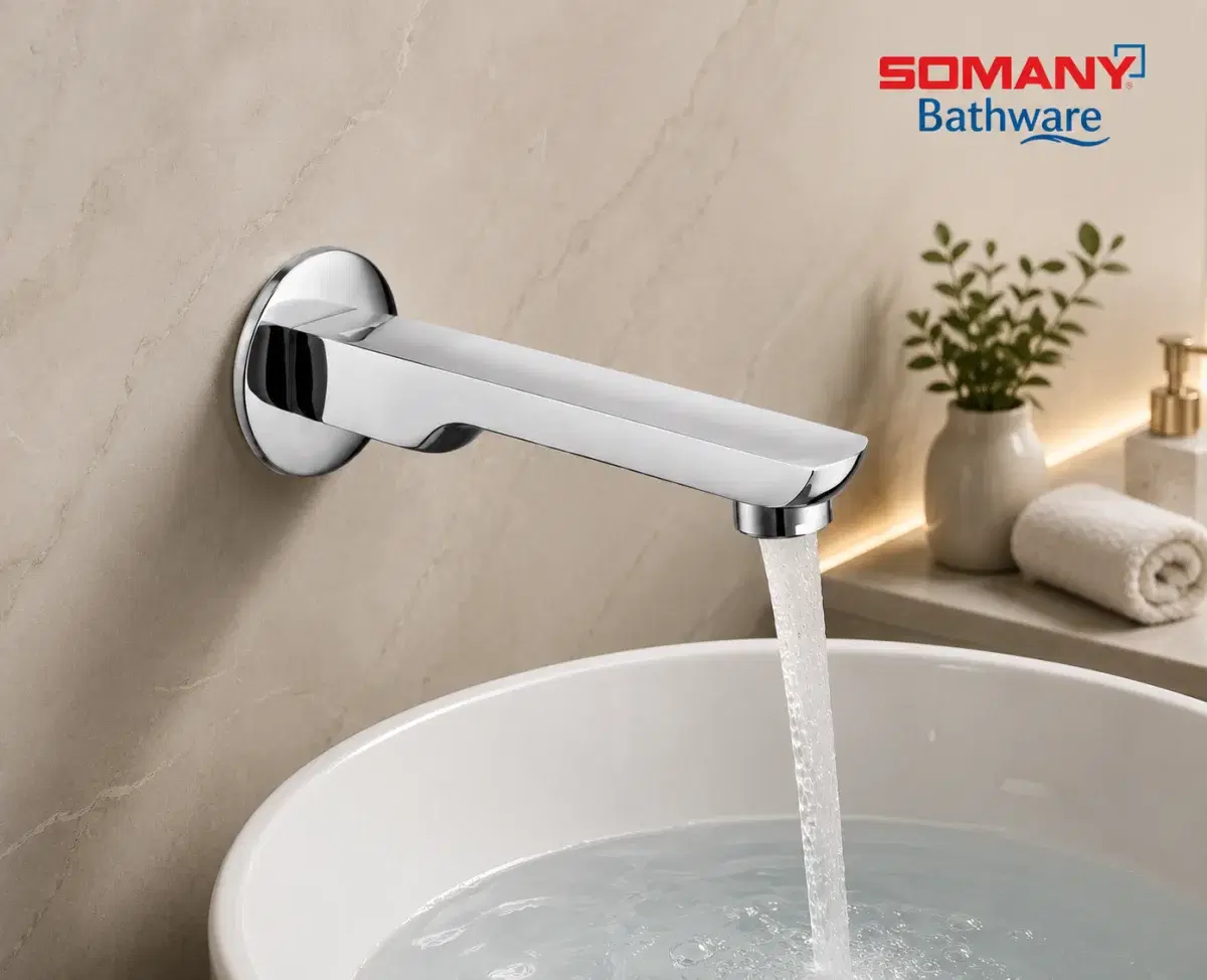 SOMANY JUPITER Brass, Bath Tub Spout with Wall Flange, Silver - Image 1