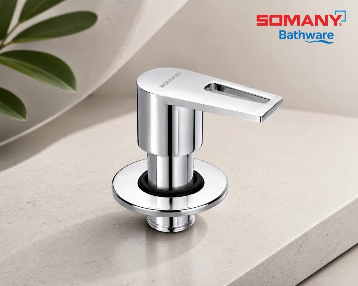 SOMANY JUPITER Upper Part for Concealed Stop Cock Pure Brass Concealed Stop Valve Tap for Bathroom with Teflon Tape & Brass Adjustable Wall Flange – (Flip, Chrome) - Image 1