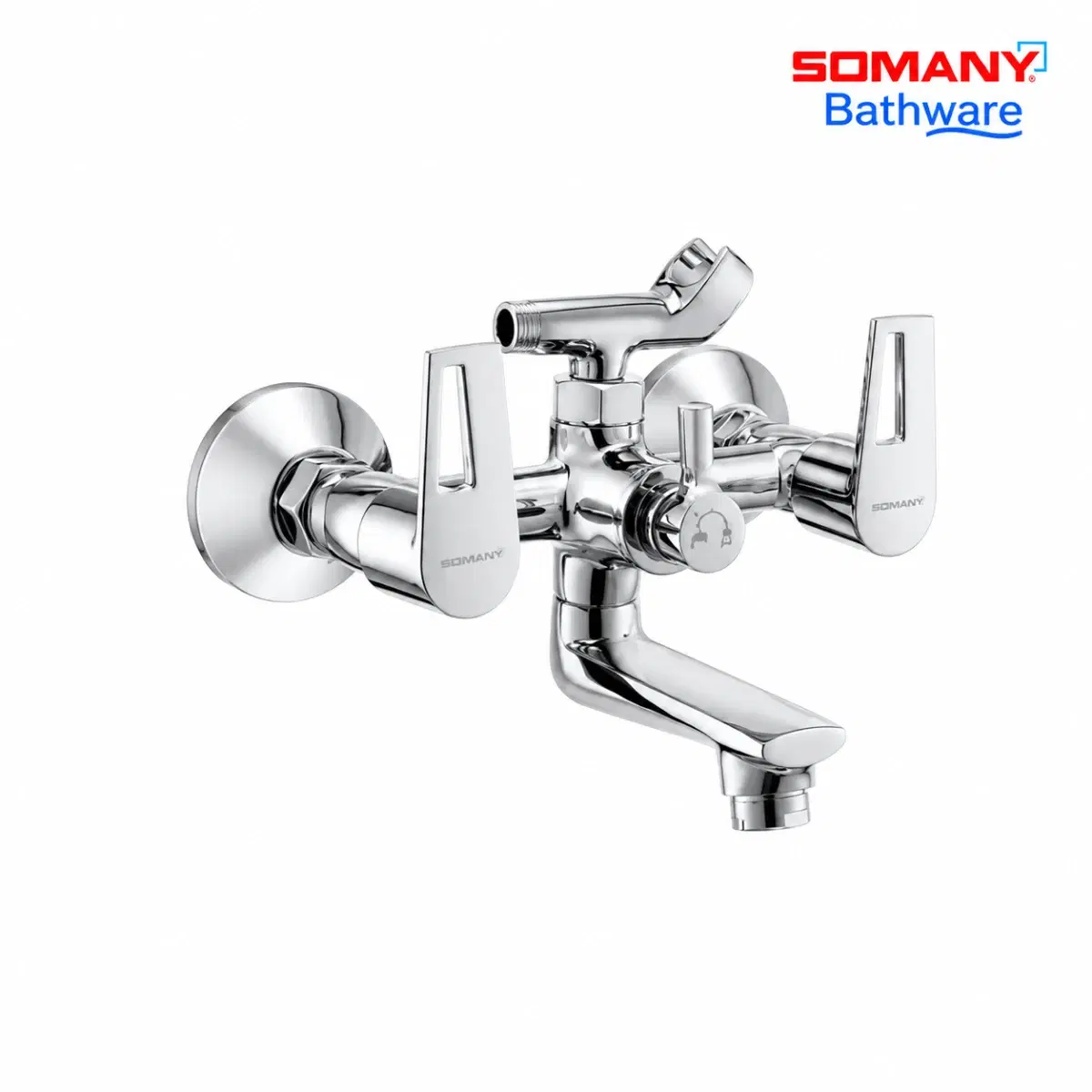 SOMANY JUPITER Wall Mixer 2 in 1 for Bathroom With Crutch, Chrome Finish - Image 1