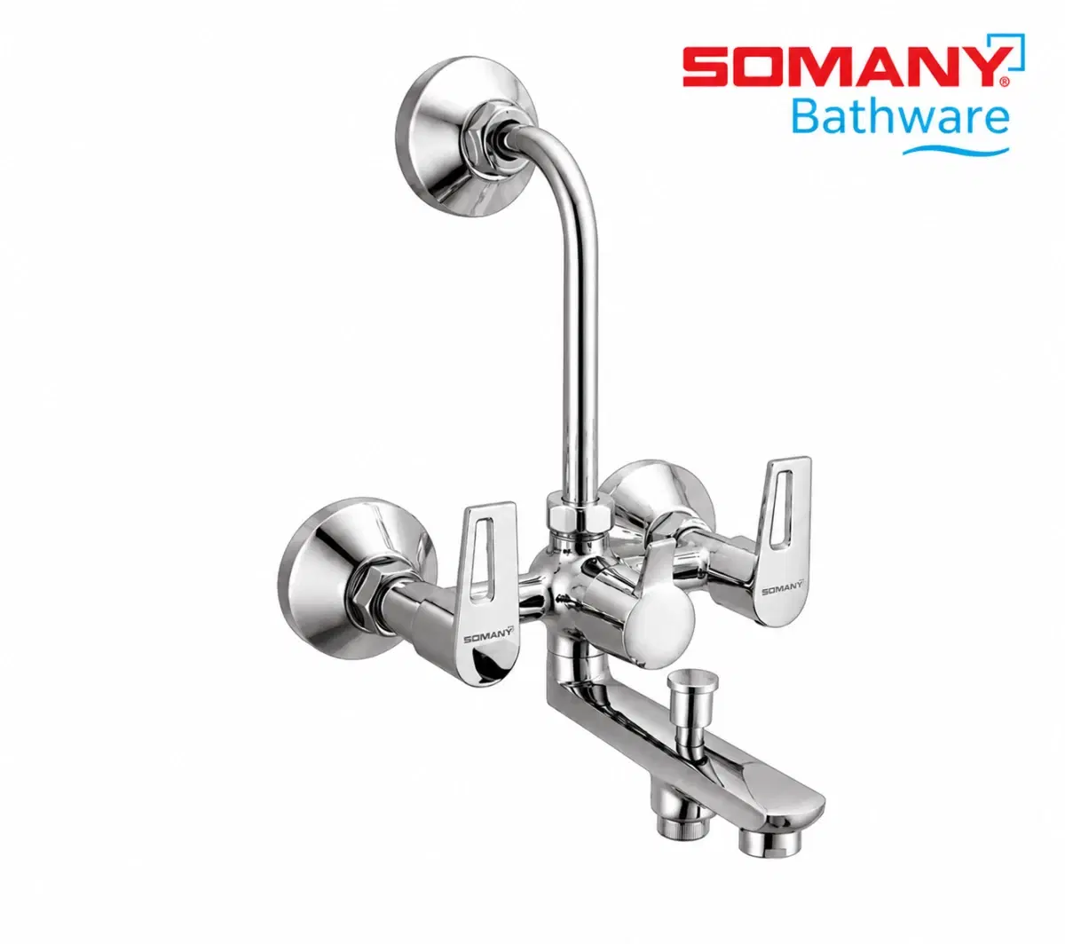 SOMANY JUPITER Wall Mixer for Bathroom 3 in 1/L-Bend Connector for Overhead/Hand Shower/Spout Mixer Tap/Mixture Tap for Bathroom with 10-Year Manufacturer's Warranty- (Flip, Chrome) - Image 1