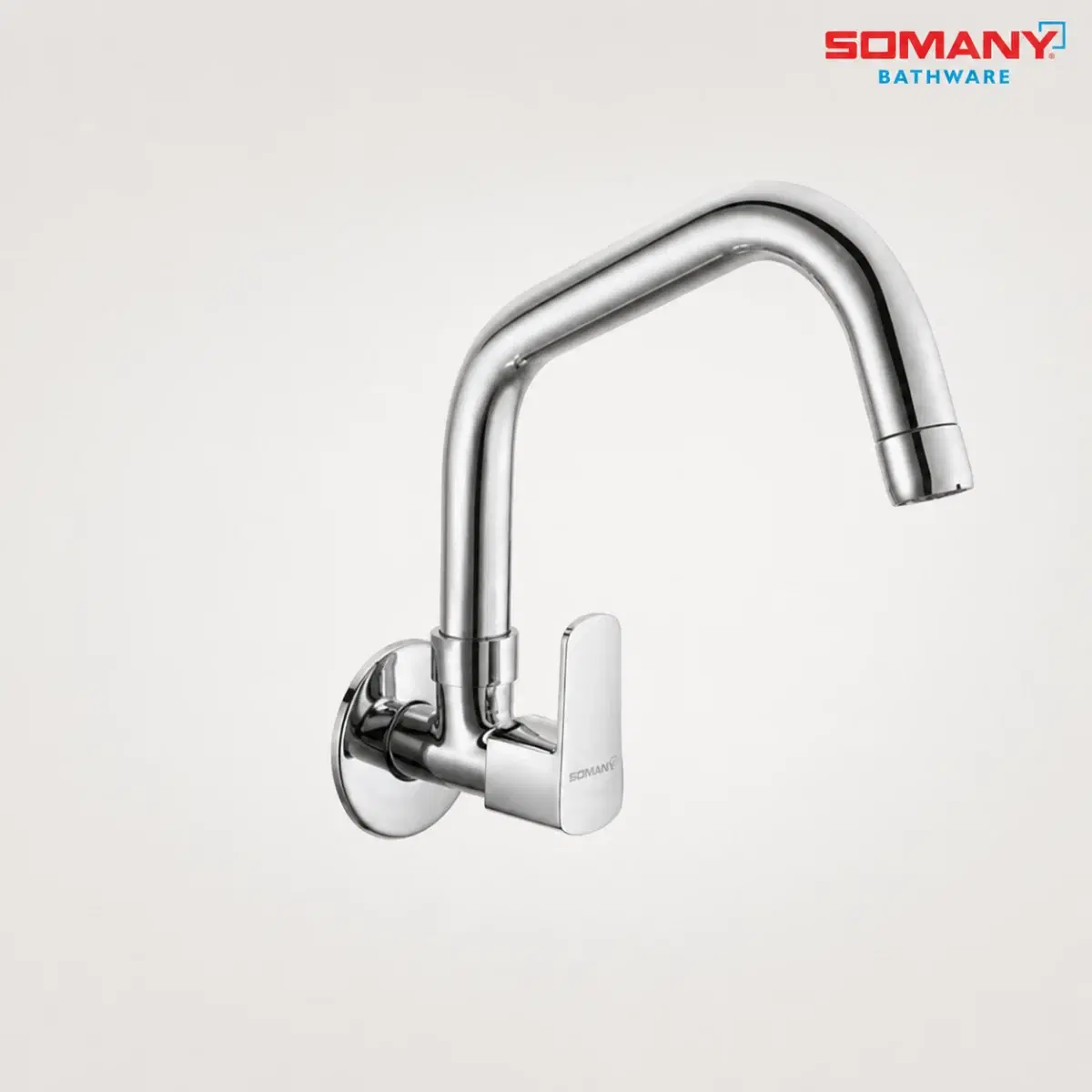Somany Optimus Sink Cock with Swinging Spout | Wall-Mounted Chrome Faucet | Swivel Spout, Ergonomic Handle & Splash-Free Oxi Stream Technology - Image 1