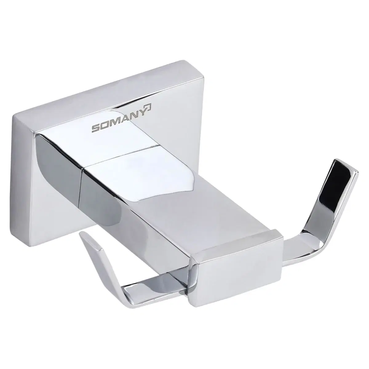 Somany Optimus Square Double Robe Hook | Premium Stainless Steel, Zinc & Brass | Elegant & Durable Bathroom Accessory | 272151450031 - Image 1
