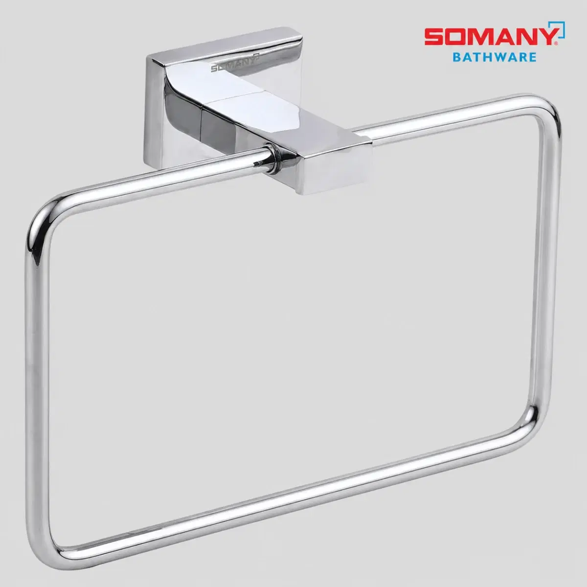 Somany Optimus Square Towel Ring | Premium Stainless Steel, Zinc & Brass | Stylish, Durable & Space-Saving Bathroom Accessory - Image 1