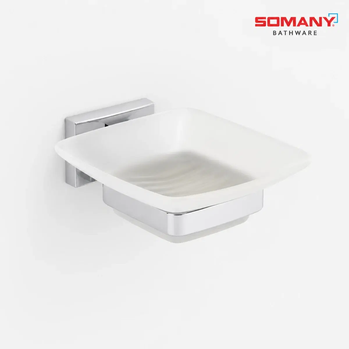 Somany Optimus Square Soap Dish | Premium Stainless Steel, Zinc & Brass | Elegant, Durable & Easy-to-Clean Bathroom Accessory| 272151450051 - Image 1