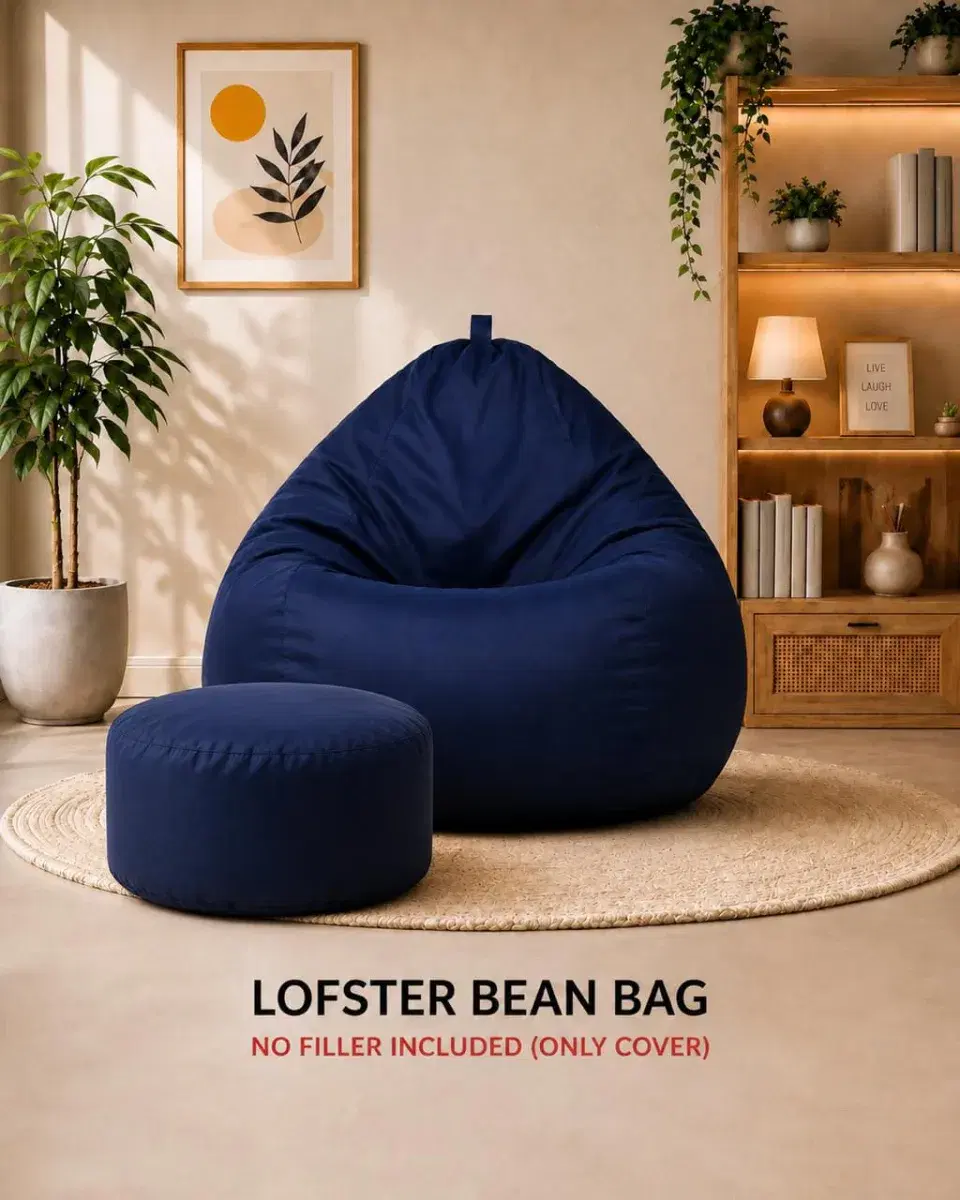 LOFSTER 3XL Combo Bean Bag with Footrest Cover Without Beans Faux Leather - Image 1