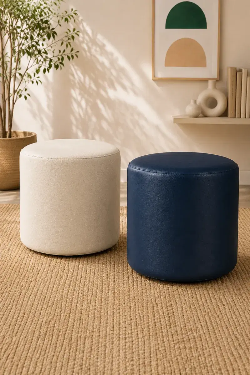 Lofster Ottoman Foot Rest Puffy, Set of 2 | Multicolour| Faux Leather Ottoman for Home Decor | Footstool Multipurpose Pouffe for Living Room & Office Room | 40x40 Inch, Set of 2 - Image 1